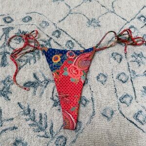 Skatie Red and Blue Floral String Bikini Bottom